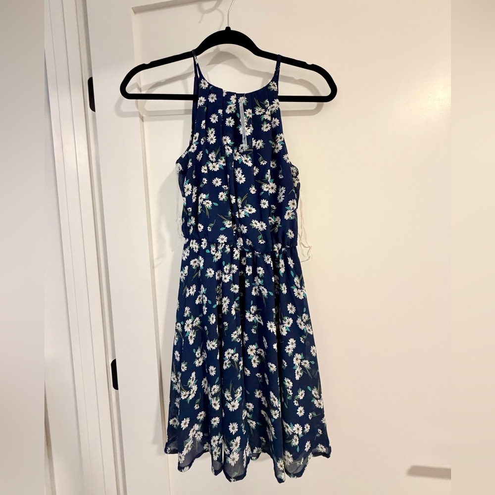 Francesca's Navy Floral Dress XXS NWT